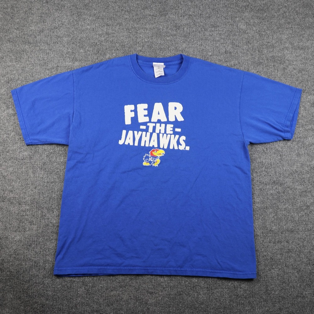 Kansas Jayhawks‎ Shirt Mens XL Blue NCAA College Basketball Fear The Jayhawks